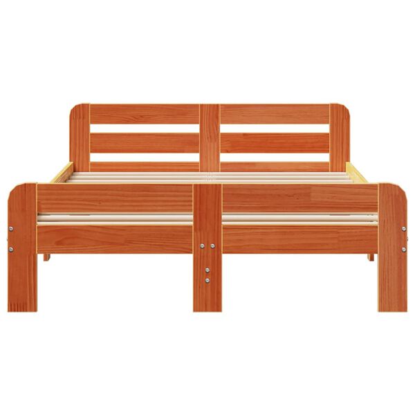 vidaXL Massivholzbett ohne Matratze Wachsbraun 200x200 Kiefernholz