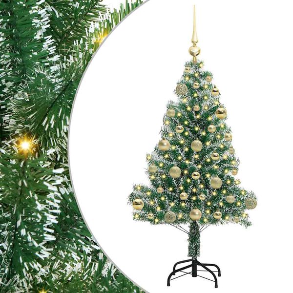 vidaXL K&uuml;nstlicher Weihnachtsbaum beschneit mit LED Licht 120 cm