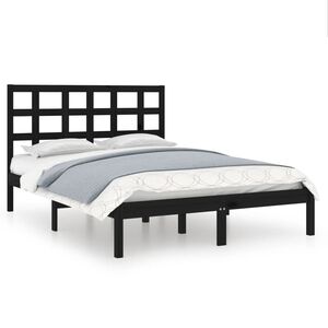 vidaXL Massivholzbett Schwarz 140x190 cm