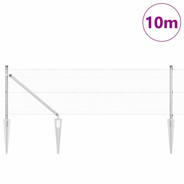 vidaXL Zaunpfosten Silber 10 x 0,4 m (19 x 19 mm Netz) Stahl