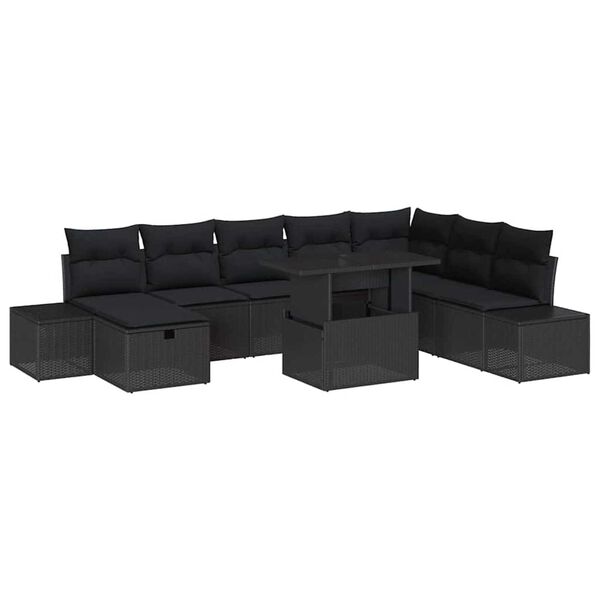 vidaXL Garten-Sofa-Set 9 pcs Schwarz Poly-Rattan