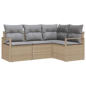 vidaXL Sofa Set 4 pcs Beige Poly-Rattan