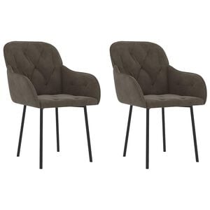 vidaXL Esszimmerst&uuml;hle 2 Stk. Dunkelgrau Samt