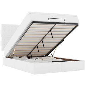 vidaXL Ottoman-Bett mit Matratze Wei&szlig; 140x190 cm Kunstleder