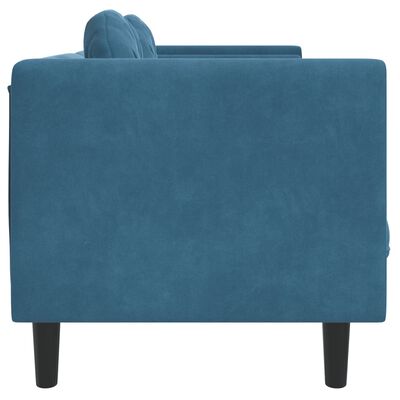 vidaXL Sofa mit Kissen 3-Sitzer Blau Samt