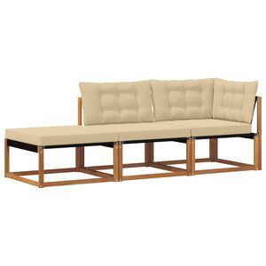 vidaXL Ecksofa-Einheiten f&uuml;r drau&szlig;en 3 St&uuml;ck Natur Massivholz Akazie