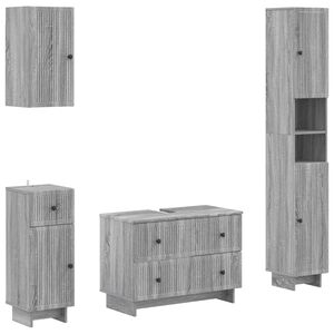 vidaXL 4-teiliges Badezimmer-Schrank-Set EDE Sonoma-Grau Holzwerkstoff