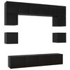vidaXL 8-tlg. TV-Schrank-Set Schwarz Holzwerkstoff