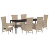 vidaXL Garten Essgruppe mit Kissen 7 pcs Beige Poly-Rattan