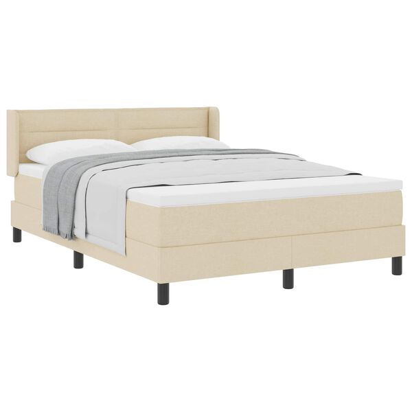 vidaXL Boxspringbett mit Matratze Creme 200 x 160 cm Stoff