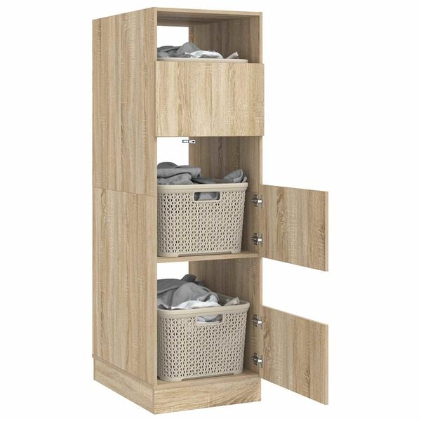 vidaXL W&auml;scheschrank mit T&uuml;r Sonoma 50 x 68 x 162 cm Holzwerkstoff