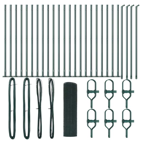 vidaXL Zaunpfosten Gr&uuml;n 50 x 0,8 m (19 x 19 mm Maschen) Stahl und PVC