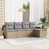 vidaXL Garten-Sofa-Set mit Kissen mit Speicher 5 pcs Beige Poly Rattan