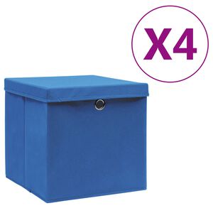 vidaXL Aufbewahrungsboxen mit Deckeln 4 Stk. 28x28x28 cm Blau