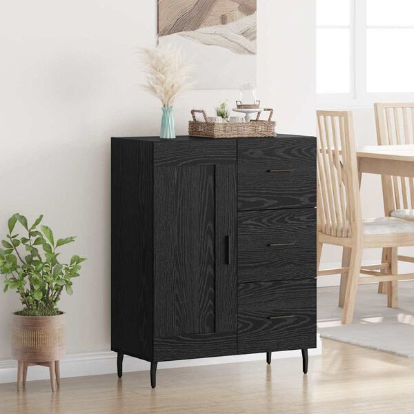 vidaXL Sideboard mit Schubladen Schwarz Eichen-Optik 69,5 x 34 x 90 cm