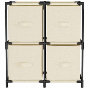 vidaXL Kommode mit 4 K&ouml;rben aus Stoff Creme 63&times;30&times;71 cm Stahl