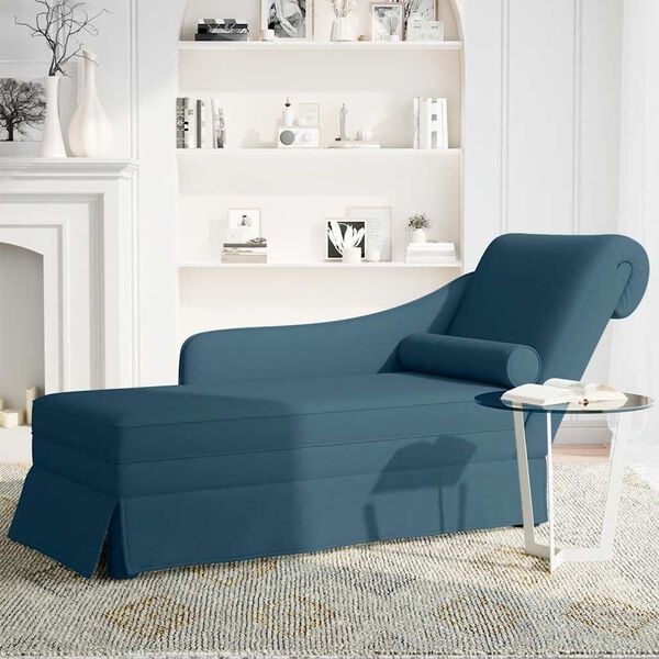vidaXL Chaiselongue mit Nackenrolle und Rechter Armlehne Blau Samt