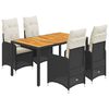 vidaXL 5-tlg. Garten-Bistro-Set mit Kissen Schwarz Poly Rattan