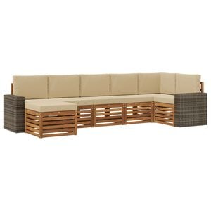 vidaXL Outdoor-Sofagarnitur 7 stk. Natur und Beige