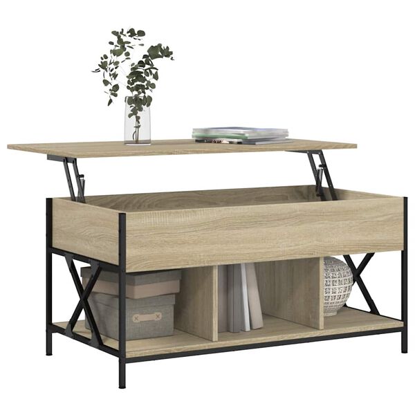 vidaXL Couchtisch Sonoma-Eiche 100x55x50 cm Holzwerkstoff und Metall