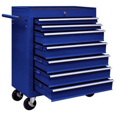 vidaXL Werkstattwagen mit 7 Schubladen Blau