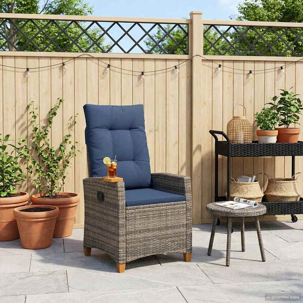 vidaXL Liegestuhl mit Teeteller 62 x 64 x 112 cm Poly-Rattan