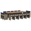 vidaXL 15-teiliges Garten-Ess-Set mit Kissen, grau, Polyrattan