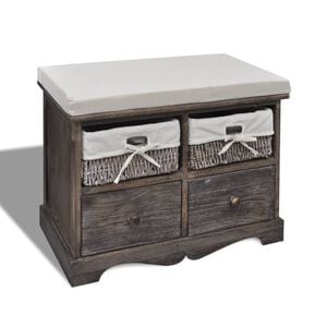 vidaXL Sitzbank mit Stauraum Braun 62&times;33&times;42 cm Paulownia Holz