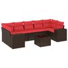 vidaXL 8-teiliges Gartensofa-Set mit Kissen, braun, Polyrattan