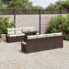 vidaXL Gartensofa-set mit Kissen mit Speicher 9 pcs Braun Poly Rattan