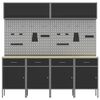 vidaXL Arbeitsschrankset mit Schubladen mit Speicher 10 pcs Schwarz