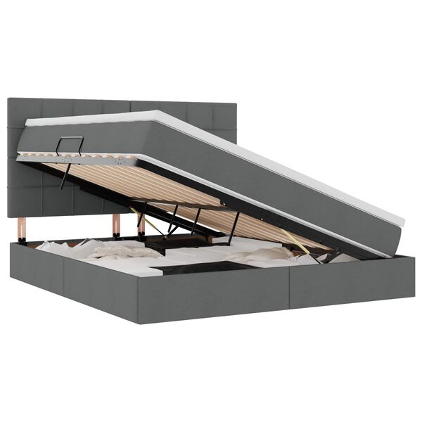 vidaXL Bett mit Stauraum und LED Dunkelgrau 160 x 200 cm Polyester