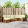 vidaXL Ecksofa Set mit Kissen 7 pcs Natur und Creme Massivholz Akazie