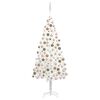 vidaXL K&uuml;nstlicher Weihnachtsbaum mit Beleuchtung & Kugeln Wei&szlig; 210 cm