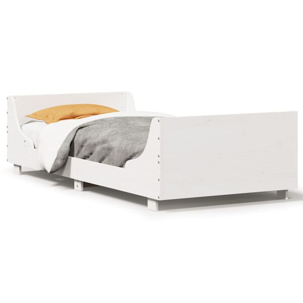 vidaXL Massivholzbett ohne Matratze Wei&szlig; 100x200 cm Kiefernholz