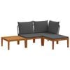 vidaXL 4 pcs Massives Akazienholz & Seil Natur