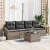 vidaXL Sofa Set mit Kissen mit Speicher 5 pcs Grau Poly-Rattan