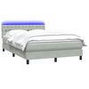 vidaXL Boxspringbett mit Matratze & LED Hellgrau 160x220 cm Samt