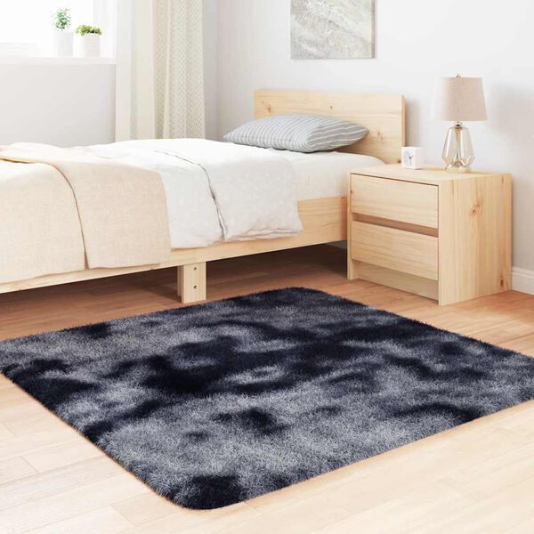 vidaXL Teppich Shaggy Hochflor NAVARRA Dunkelgrau 120x120 cm Polyester