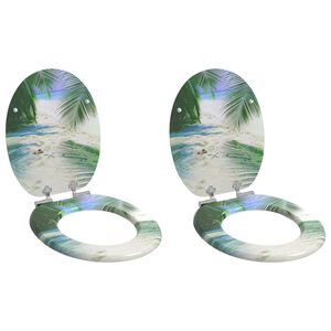 vidaXL Toilettensitze mit Soft-Close-Deckel 2 Stk. MDF Strand-Design