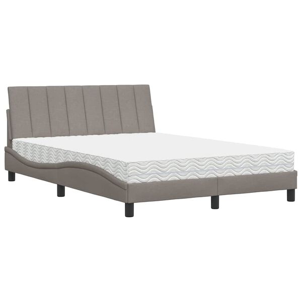 vidaXL Bett mit Matratze "Hanko" Taupe 140x200 cm Stoff