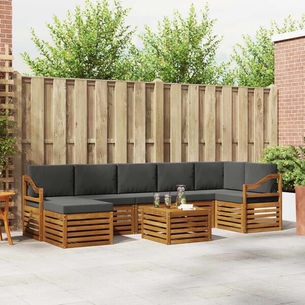 vidaXL Ecksofa Set 8 pcs Natur und Anthrazit Massivholz Akazie