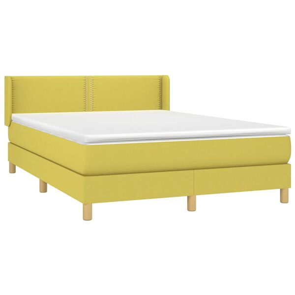 vidaXL Boxspringbett mit Matratze Gr&uuml;n 140x190 cm Stoff