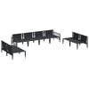vidaXL Gartensofa-set mit Kissen 8 pcs Schwarz Stahl