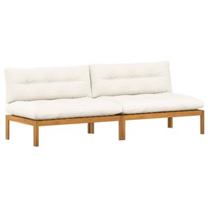 vidaXL Mittelsofa Einheit Helles Akazie und cremewei&szlig; 240 x 80 x 82 cm