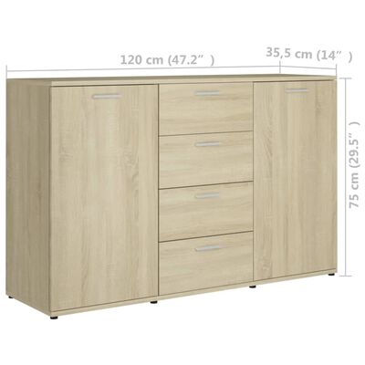 vidaXL Sideboard Sonoma-Eiche 120x35,5x75 cm Holzwerkstoff