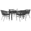 vidaXL 5-tlg. Garten-Essgruppe mit Kissen Schwarz Poly Rattan Glas