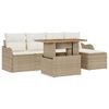 vidaXL Gartensofa-set mit Kissen 6 pcs Beige und Creme Poly-Rattan