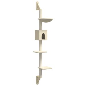 vidaXL Kratzbaum mit Kratzs&auml;ule Wandmontage Creme 187 cm