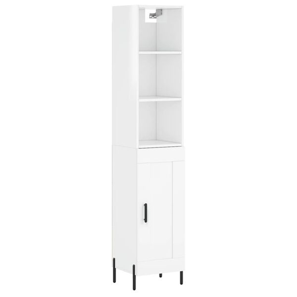 vidaXL Highboard Hochglanz-Wei&szlig; 34,5x34x180 cm Holzwerkstoff
